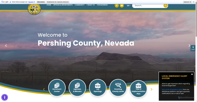 Security scan screenshot of https://pershingcountynv.gov/