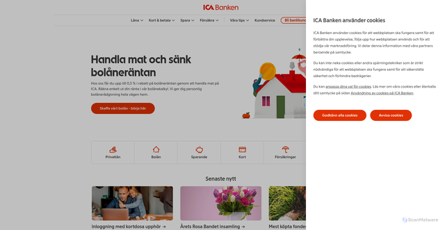 Security scan screenshot of https://www.icabanken.se/
