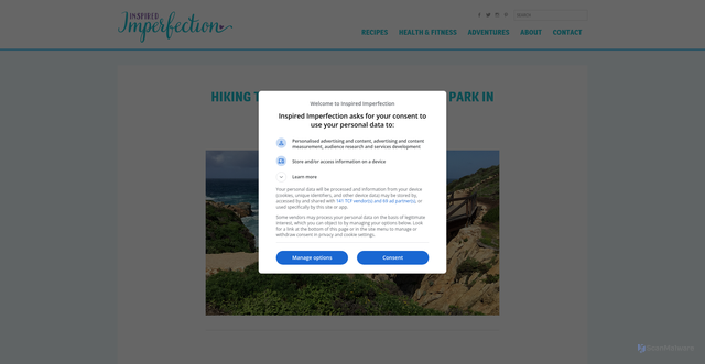 Security scan screenshot of https://inspiredimperfection.com/adventures/hiking-garrapata-state-park-monterey/