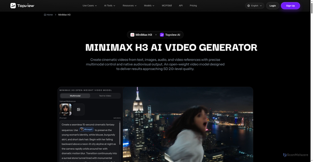 Security scan screenshot of https://www.topview.ai/minimax-h3