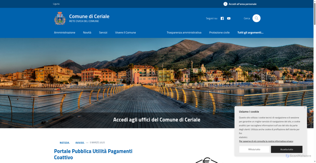 Security scan screenshot of https://www.comune.ceriale.sv.it/