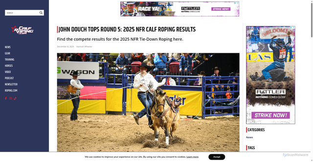 Security scan screenshot of https://calfroping.com/nfr-time-2025-calf-roping-results/