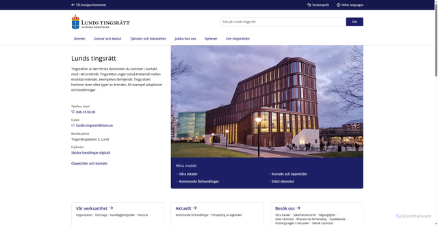 Security scan screenshot of https://www.domstol.se/lunds-tingsratt/