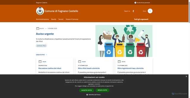Security scan screenshot of https://www.comune.fagnanocastello.cs.it