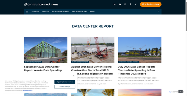 Security scan screenshot of https://news.constructconnect.com/tag/data-center-report