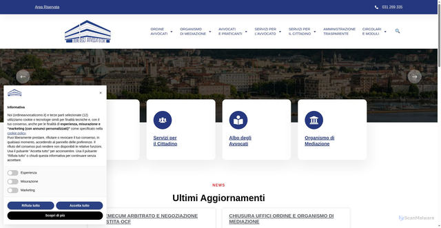 Security scan screenshot of https://ordineavvocaticomo.it/