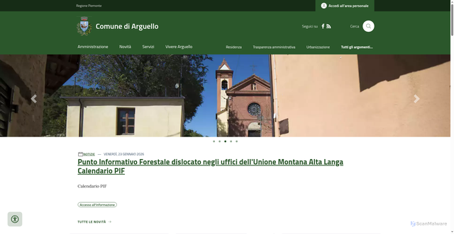 Security scan screenshot of https://www.comune.arguello.cn.it