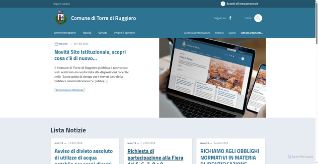 Security scan screenshot of https://www.comune.torrediruggiero.cz.it