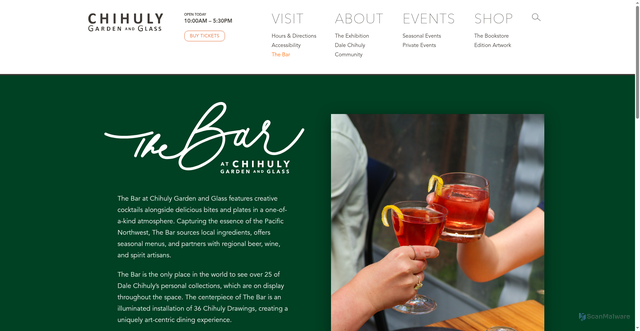 Security scan screenshot of https://www.chihulygardenandglass.com/bar