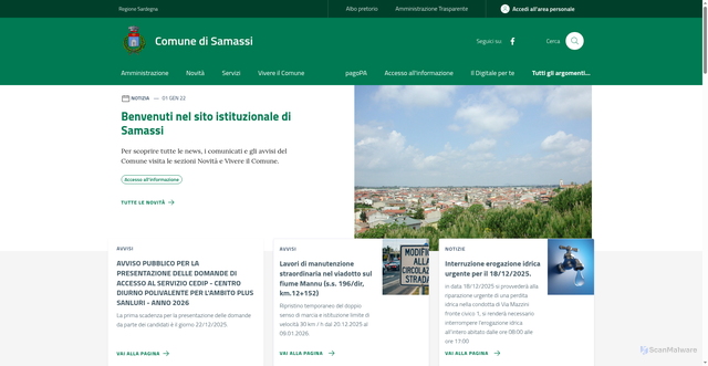 Security scan screenshot of https://www.comune.samassi.su.it/