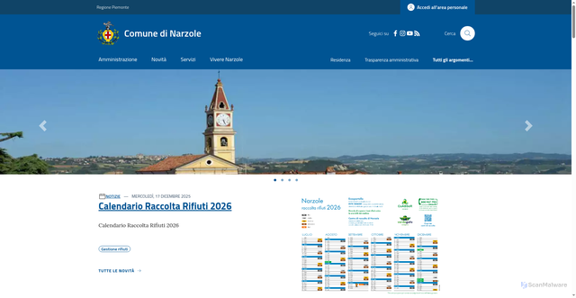 Security scan screenshot of https://www.comune.narzole.cn.it:443/