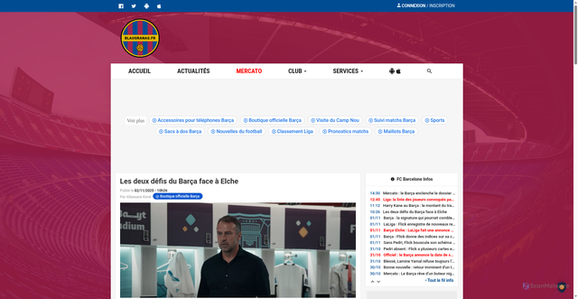 Security scan screenshot of https://www.blaugranas.fr/club/les-deux-defis-du-barca-face-a-elche-9288