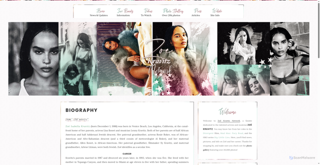 Security scan screenshot of https://zoe-kravitz.com/zoe-kravitz/biography/