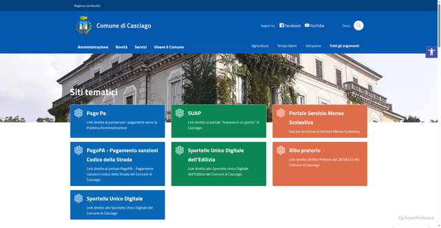 Security scan screenshot of https://www.comune.casciago.va.it