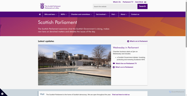 Security scan screenshot of http://www.scottish.parliament.uk
