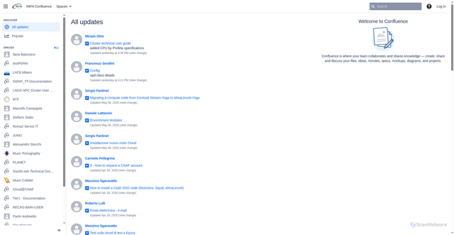 Security scan screenshot of https://confluence.infn.it