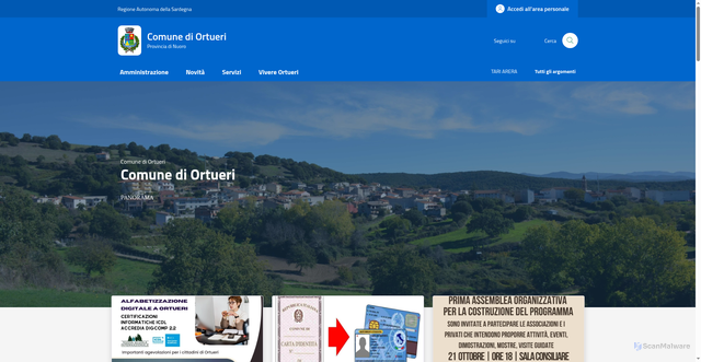 Security scan screenshot of https://www.comune.ortueri.nu.it/