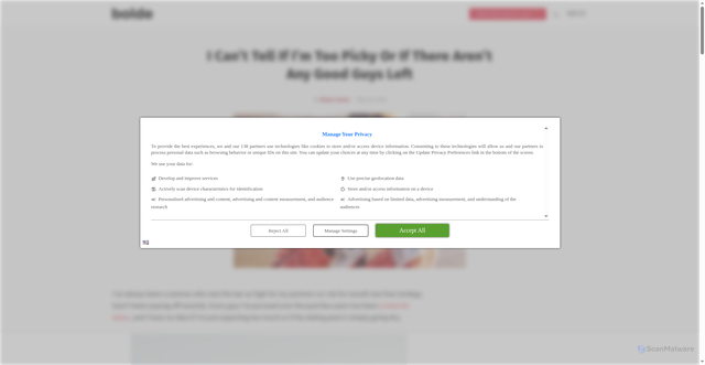 Security scan screenshot of https://www.bolde.com/cant-tell-too-picky-arent-any-good-guys/