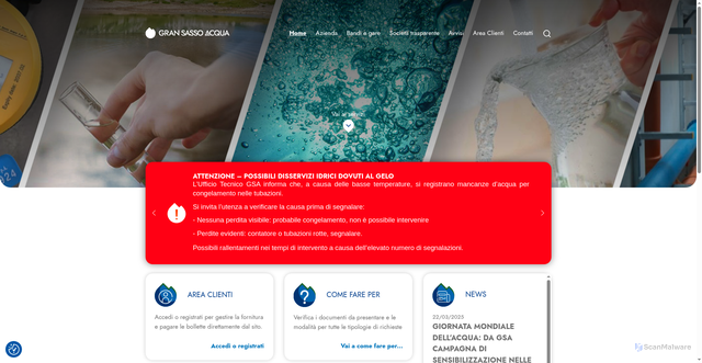 Security scan screenshot of https://www.gransassoacqua.it/