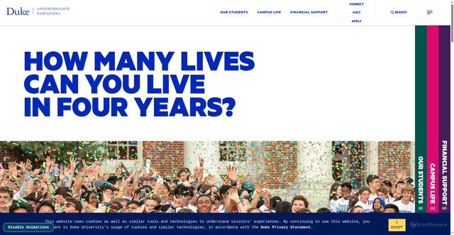 Security scan screenshot of https://admissions.duke.edu/