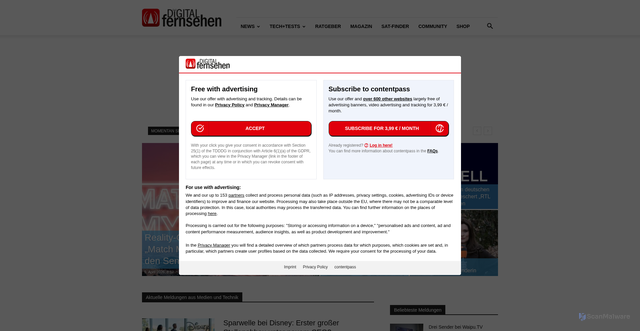 Security scan screenshot of https://digitalfernsehen.de