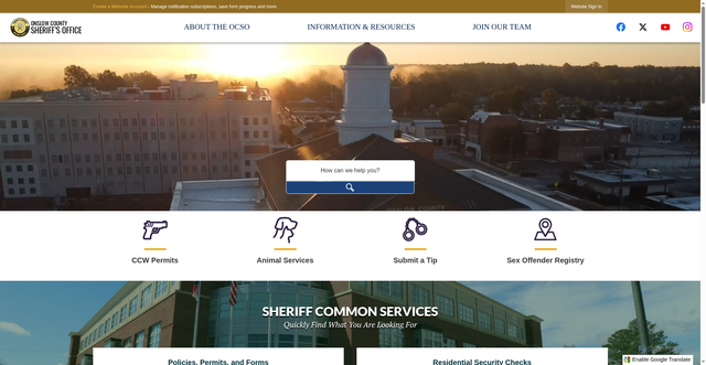 Security scan screenshot of https://www.onslowcountync.gov/sheriff