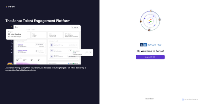 Security scan screenshot of https://beaconhillstaffing.sensehq.com