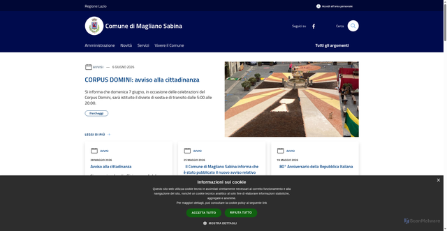 Security scan screenshot of https://www.comune.maglianosabina.ri.it