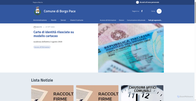 Security scan screenshot of https://www.comune.borgo-pace.pu.it