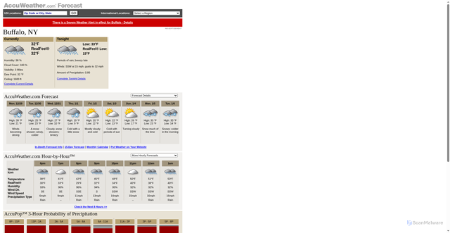 Security scan screenshot of http://wben.accu-weather.com/wben/forecast.asp
