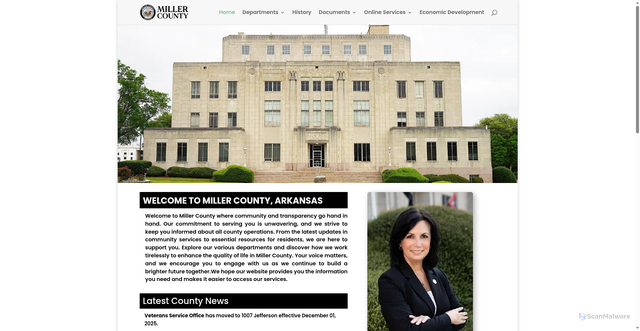 Security scan screenshot of https://millercountyar.gov/