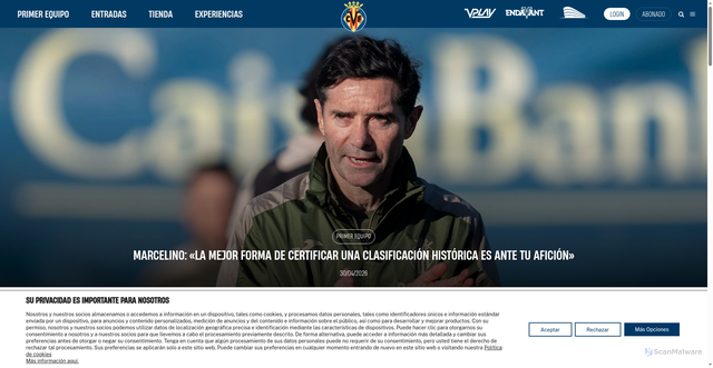 Security scan screenshot of https://villarrealcf.es/
