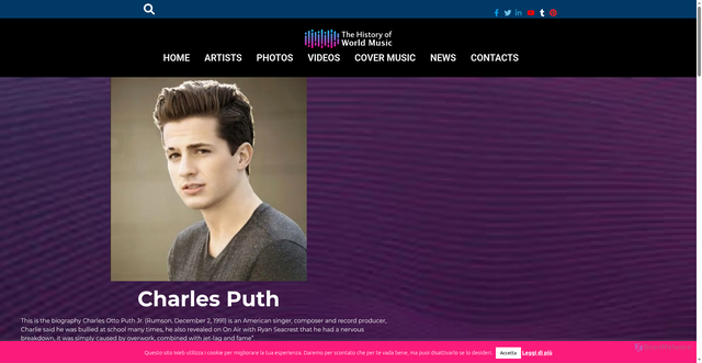 Security scan screenshot of https://www.thehistoryofworldmusic.com/charlie-puth/