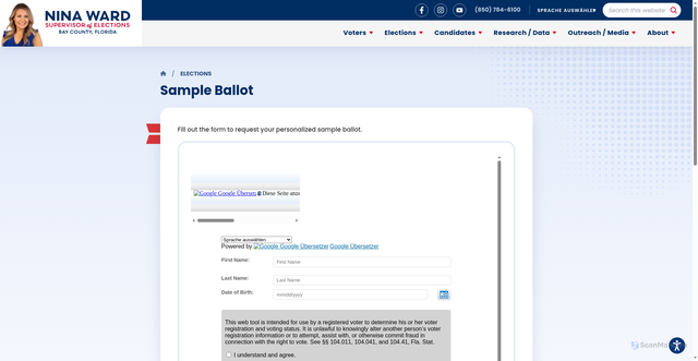 Security scan screenshot of https://www.bayvotesfl.gov/elections/sample-ballot/