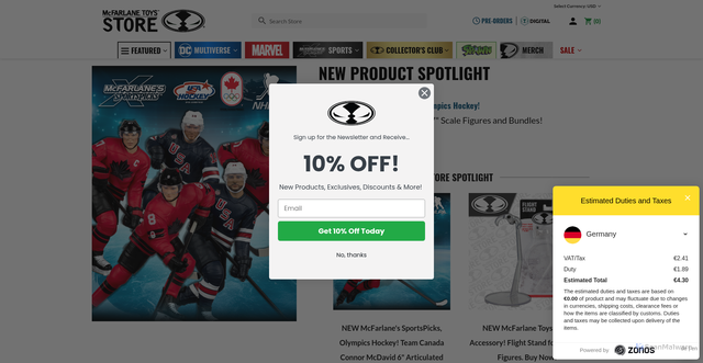 Security scan screenshot of https://mcfarlanetoysstore.com