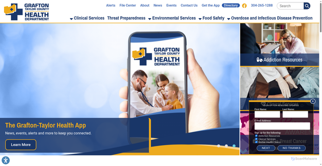 Security scan screenshot of https://www.taylorcountyhdwv.gov/