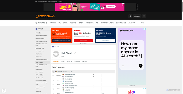 Security scan screenshot of https://au.soccerway.com/world/club-friendly/