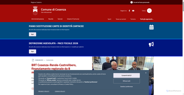 Security scan screenshot of https://www.comune.cosenza.it