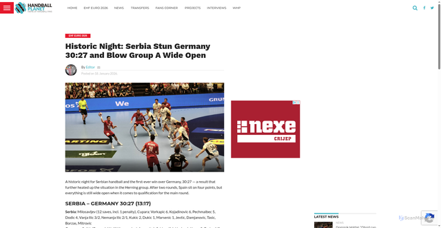 Security scan screenshot of https://www.handball-planet.com/historic-night-serbia-stun-germany-3027-and-blow-group-a-wide-open/
