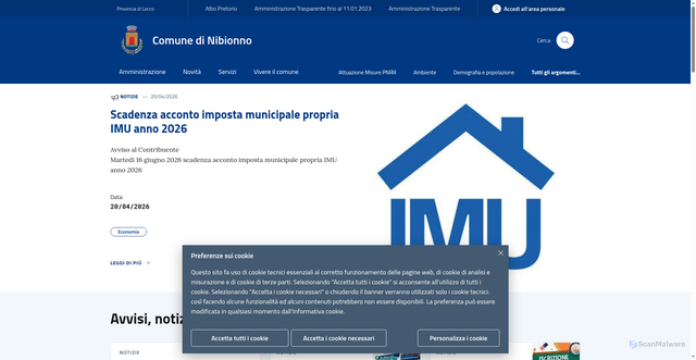 Security scan screenshot of https://www.comune.nibionno.lc.it