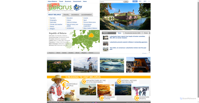 Security scan screenshot of https://www.belarus.by/en/