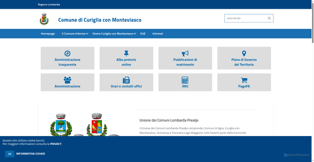 Security scan screenshot of https://www.comune.curigliaconmonteviasco.va.it