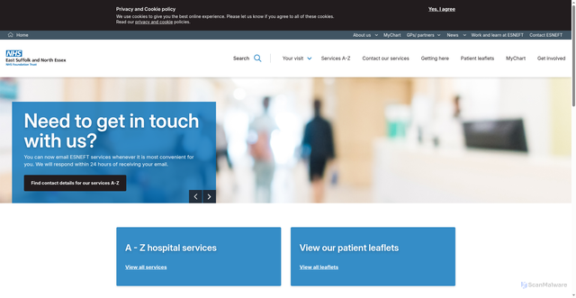 Security scan screenshot of http://www.colchesterhospital.nhs.uk