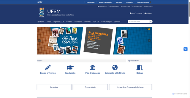 Security scan screenshot of https://www.ufsm.br/
