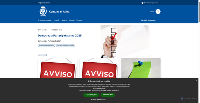 Security scan screenshot of https://www.comune.agira.en.it/it