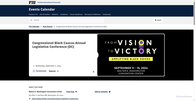 Security scan screenshot of https://calendar.fiu.edu/event/congressional-black-caucus-annual-legislative-conference-dc