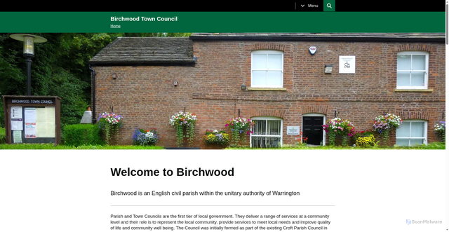 Security scan screenshot of https://www.birchwoodtowncouncil.org.uk/