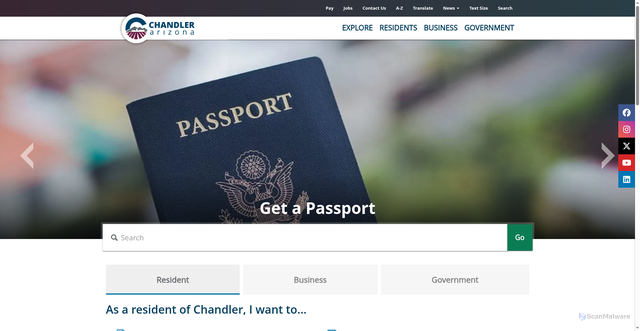 Security scan screenshot of https://www.chandleraz.gov/