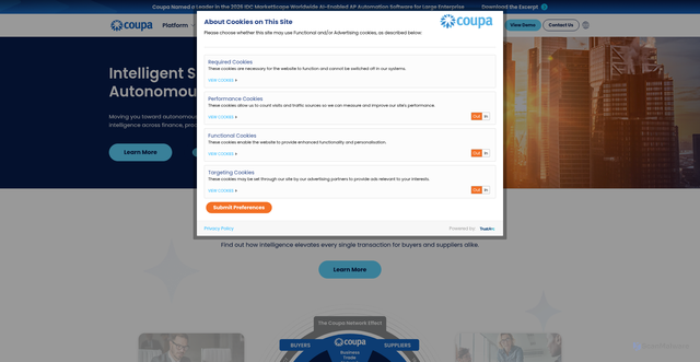 Security scan screenshot of https://www.coupa.com