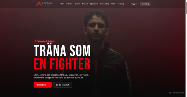Security scan screenshot of https://ascendmma.se